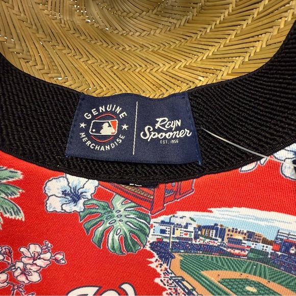 Reyn Spooner x MLB Washington Nationals Tan Straw Sun Hawaiian Hat One Size - Picture 6 of 13